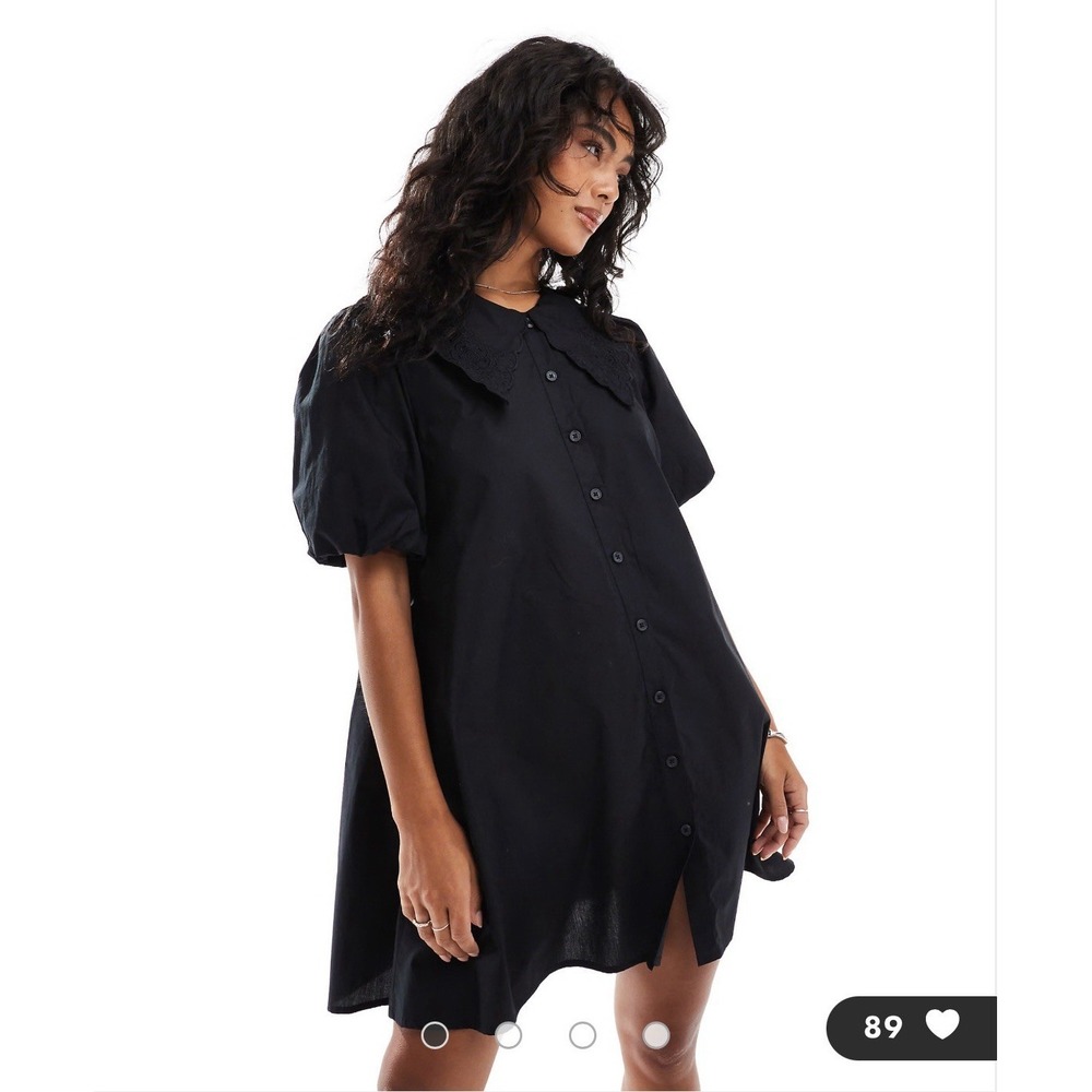 Nobody's Child Bridget Dress Mini Black Shirt Button US 12